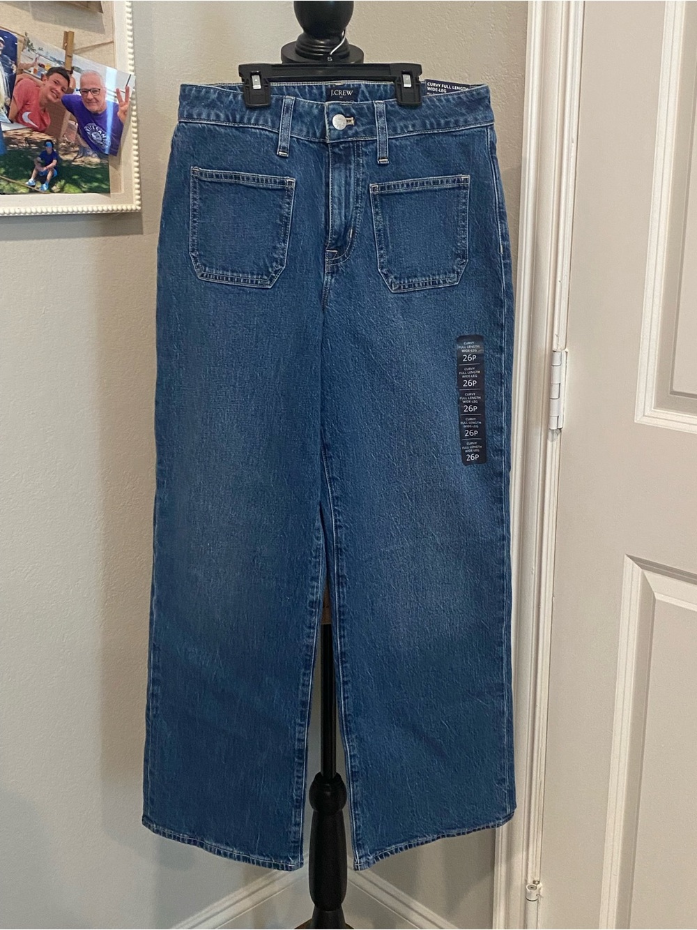 J. Crew Wide-Leg High-Rise Jeans in Dark Blue Denim